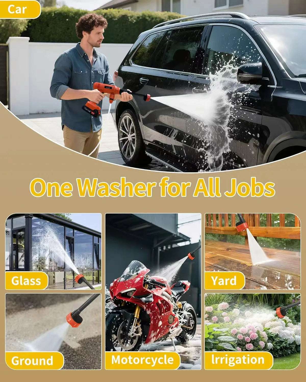 Cordless Pressure Washer Gun 6-in-1