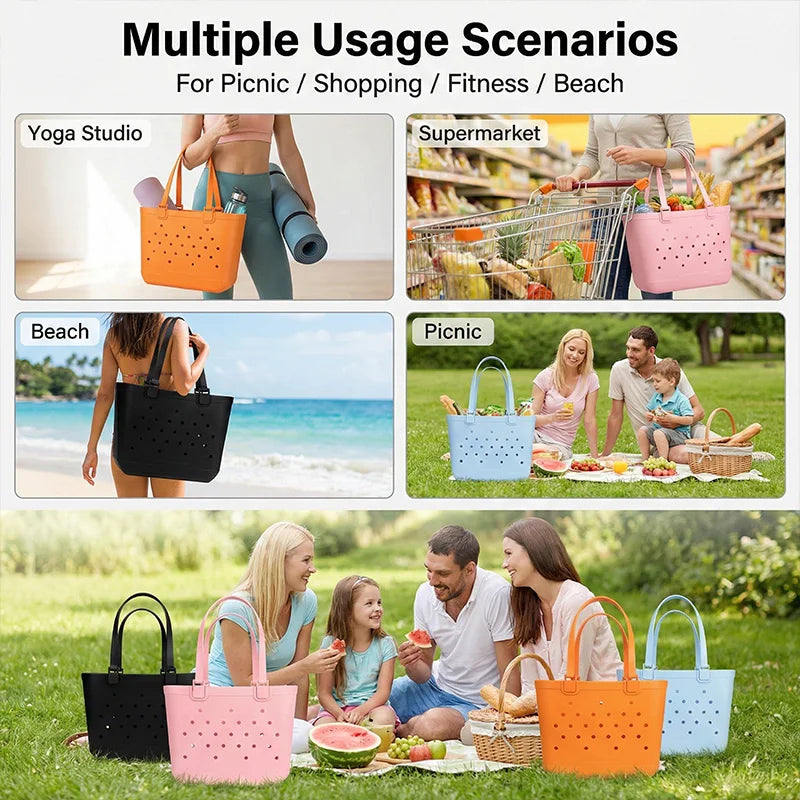2026 New EVA Eco-Friendly Soft Insulated Beach Tote Bag Large Capacity Waterproof Durable Lightweight Removable Strap Summer