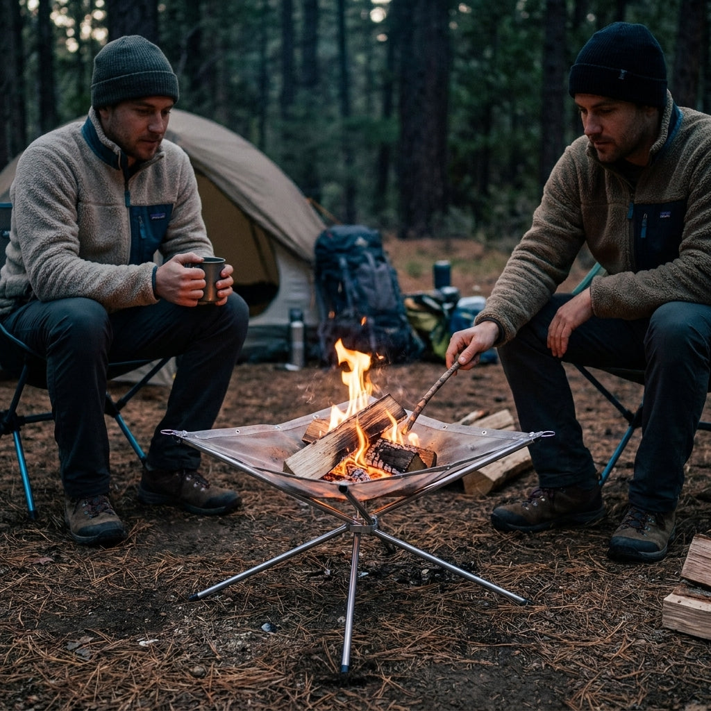 Portable Folding Outdoor Fire Pit with Grate lifestyle