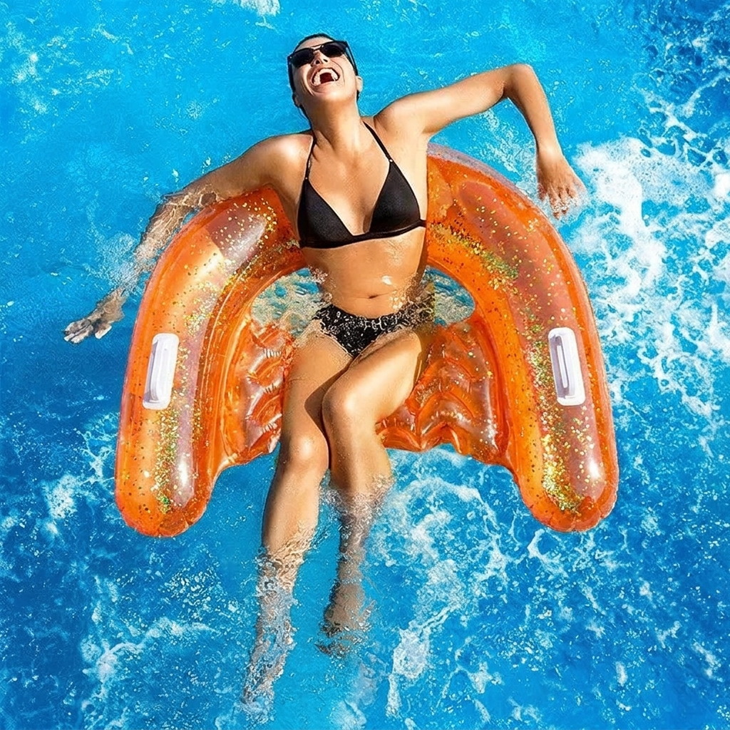 orange pool float recliner lifestyle